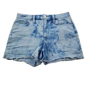 Universal Thread Women SZ 6 Jean Denim Cut-Off Shorts Midi Blue High Rise Bleach